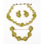 A Hollycraft vintage paste set necklace, bracelet and clip earrings set,