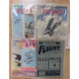 Collection of aeroplane magazines comprising four volumes of Flying: The New Air Weekly (1938/39),