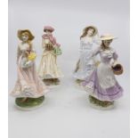 Set of four Royal Worcester "Seasons" figures, 3+1 boxed,