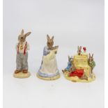 Royal Doulton Bunnykins 3 boxed, Father Bunny, Mother and Baby,