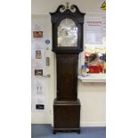 A 19th Century oak 30 hour longcase clock, having a white dial,