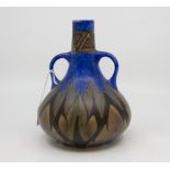 A Chameleon Ware hand painted two handled vase, in the Grecian style with abstract design,