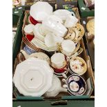 A collection of early to late 19th Century tea cups and saucers,