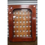 A Victorian oak key holding cabinet, brass keyhole,