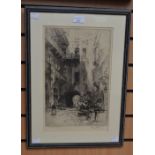 Hedley Fitton, English 1859-1929, signed etching of Verona,