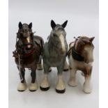 Two Beswick shire horses,