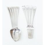 Dessert spoons and forks, London 1893/1894 maker R.S, four forks, 295.