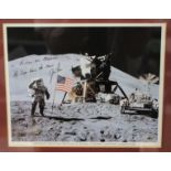 Space: A signed print of astronaut James Irwin saluting flag at Apollo 15 Hadley-Apennine landing