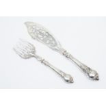 Silver handled fork and knife, fish server, silver handles, Birmingham 1852,