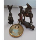 Cold painted bronzed figure of Arabs on camel,