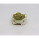 A Royal Worcester netsuke modelled as a Toad, heightened in green,