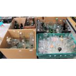 Large collection of glass bottles to include; milk bottles, Castrol, poison bottles,