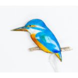 An Edinburgh 1987 silver and enamel Kingfisher brooch by G.M.