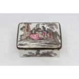 An 18th Century enamel snuff box, probably continental, the cover with a courting couple,