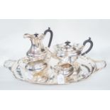 An EPNS A1 tea set by "R Roe & Co Ltd" comprising of a tray (50cm across) Tea Pot, Water jug,