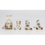 Four Royal Crown Derby paperweights including three from the Treasure of Childhood series - Ragdoll