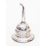 A George III silver wine funnel, circa 1800, makers marks rubbed, with a detachable pierced sifter,