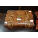 Victorian mahogany and mahogany inlayed writing box with internal tray and fold out writing slope
