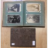 Postcard album with WW1 interest,