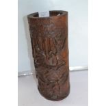 Tall Chinese late 19th Century bamboo brush pot,