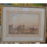 Amelie Amherst, view of London roof tops,signed and dated 1865 verso, watercolour,