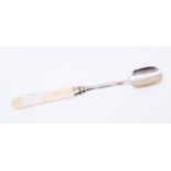A Victorian stilton scoop, with reeded collar above ivory handle, London, 1863,