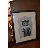 A pair of Louis Wain cat prints with an engraving of old Bristol,