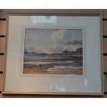 Stirling Gillespie watercolour painting of lake view on Isle of Bute, 23 cm x 30 cm approx, and W.