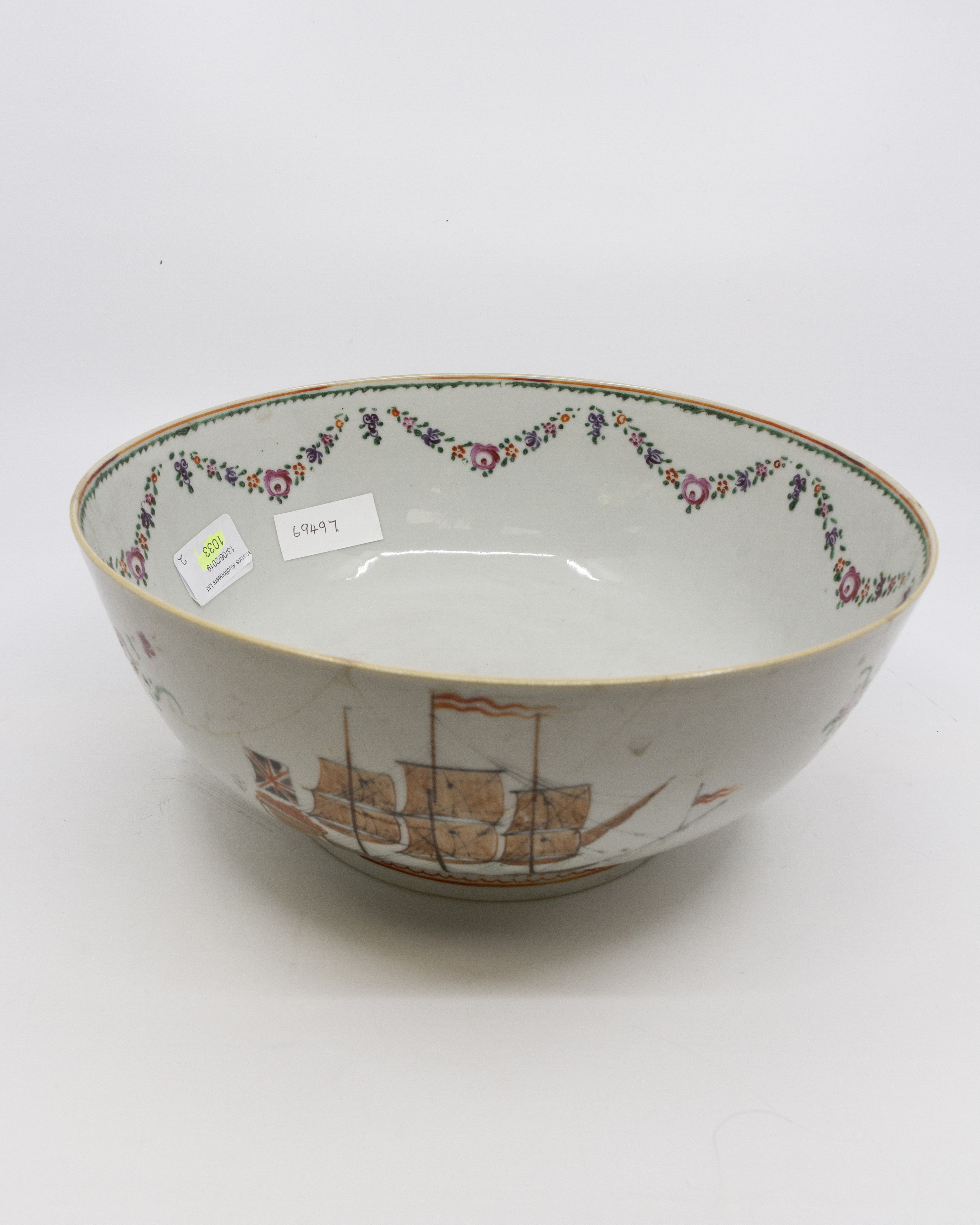 A pair of late 18th Century Chinese export ware Famille rose bowls, circa 1780, - Image 2 of 2