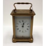 A brass cased early 20th Century carriage clock, Bayard, 8 day mechanical wind,