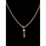 A 9ct gold belcher chain, tassel details, length approx. 24", weight approx. 25.6gms.