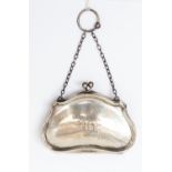 Silver purse with chain and finger ring, Birmingham 1916,