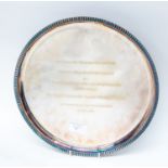 A German 925 sterling silver circular tray, with gadroon edge,