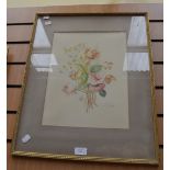 Trio of watercolours with horticultural interest, one with indistinct signature.