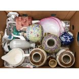 Box of ceramics including ginger jars,