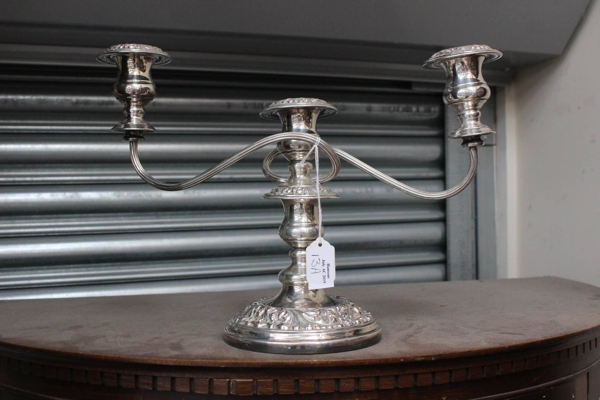 Silver plate candelabra, stamped to base; Silver on Copper,