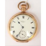 A Waltham pocket watch, white enamel dial, dial diameter approx 40mm, Roman numerals,