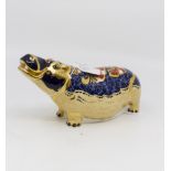 A Royal Crown Derby exclusive gold signature limited edition Hippopotamus paperweight,