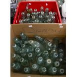 Large collection of COB bottles to include patented bottles, amber Leigh & Co Salford,