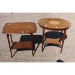 An Edwardian mahogany and marquetry inlaid two-tier occasional table,