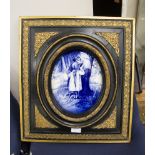 A reproduction of Royal Doulton blue children oval plaques,