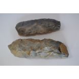 Two Prehistoric Flint Axeheads, A mesolithic tranchet axe/adze circa 9000-4000 BC,