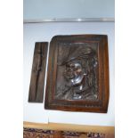 Late 19th Century wooden plaque depicting Cavalier head,