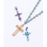 Turquoise necklace with three crosses