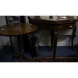 A George III Oak wine table, on tripod tapered supports; A George III style Mahogany side table,