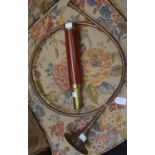 Copper hunting horn and brass telescope (2)