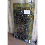 Two Victorian Stained Glass Grape & Vine Panels