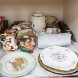 A Crown Staffordshire tea service, a Portmerion baluster vase, decorative plates,