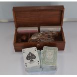 Wooden card box with brass inlay,