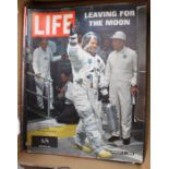 Collection of 1969 Life and Paris Match magazines documenting the Apollo 11 moon landings,